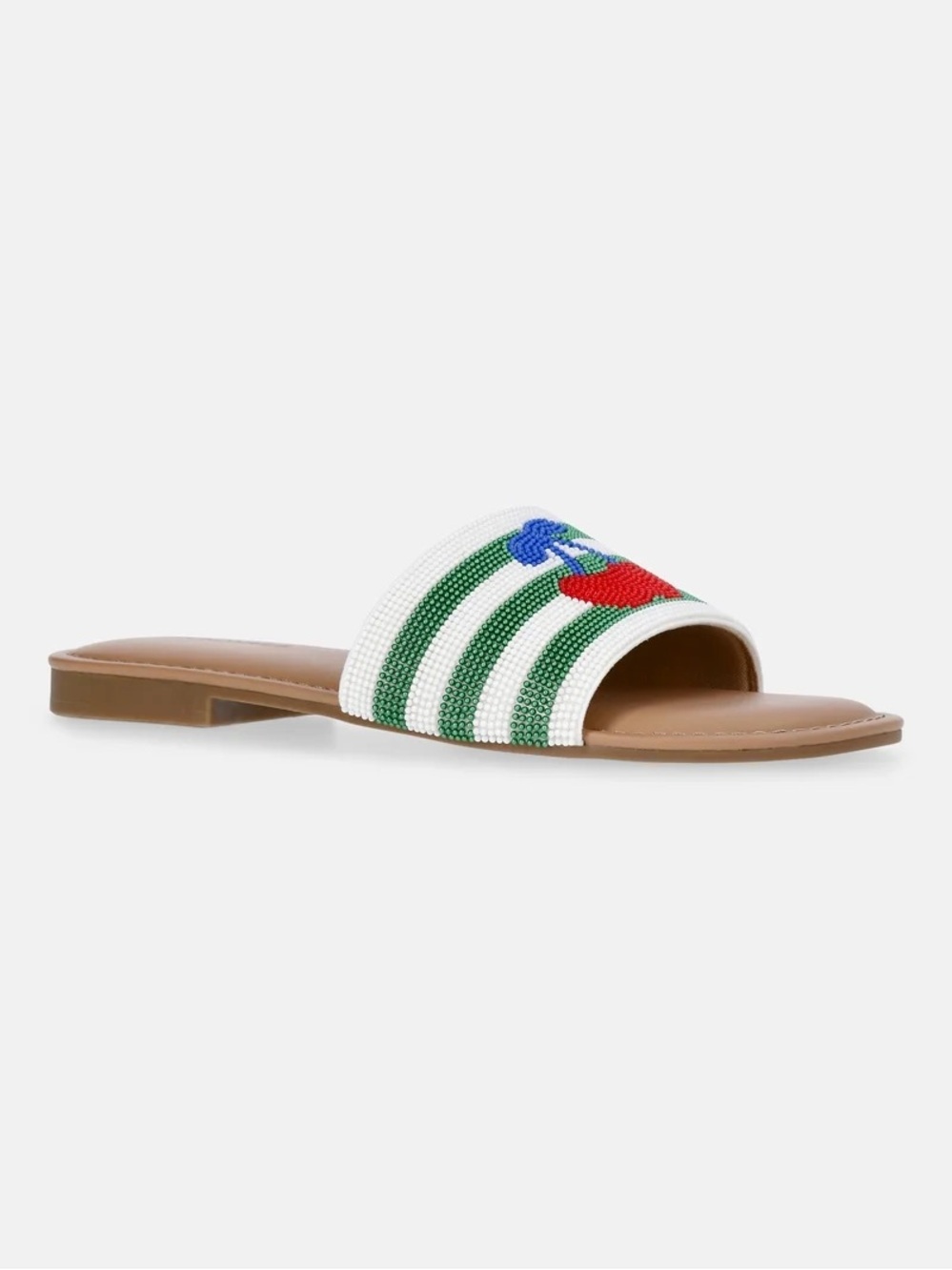 No Boundaries Women's Beaded Cherry Slide Sandals NWT